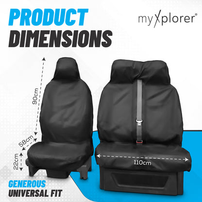 myXplorer Van Seat Cover Set (Heavy-Duty, Non-Slip Coating, Waterproof, 2 Piece Set)