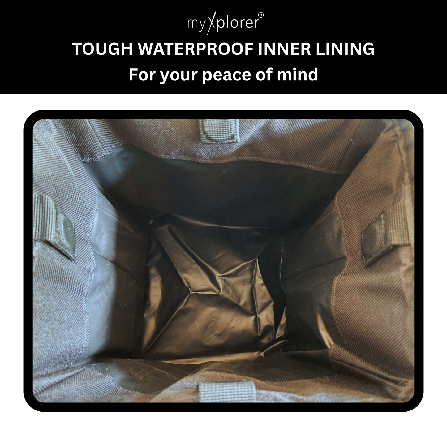 Tough waterproof inner lining of a myXplorer car and van rubbish bin.