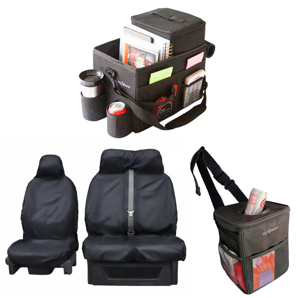 Ultimate Bundle (3 Items) – Organiser with Cooler + Van Seat Covers + Van Rubbish Bin (Save 5%)