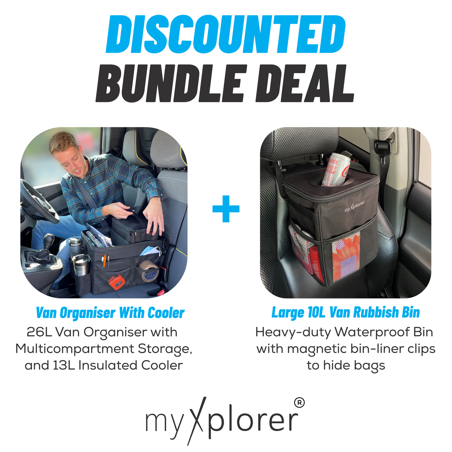Discount Bundle: Van Organiser with Cooler + 10L Van Rubbish Bin (Save 5%)
