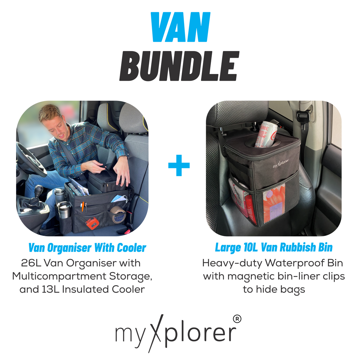 Van Bundle: Organiser with Cooler + 10L Rubbish Bin (FREE UK Shipping)